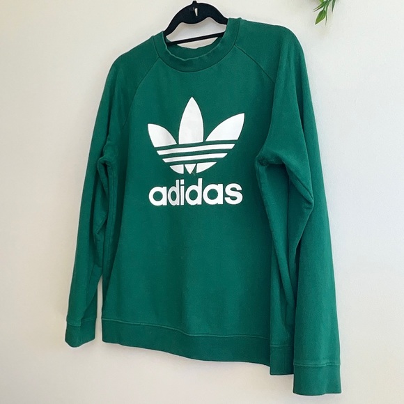SWEATSHIRT ADIDAS TREFOIL CREWNECK in Collegiate Green Small - Picture 5 of 12